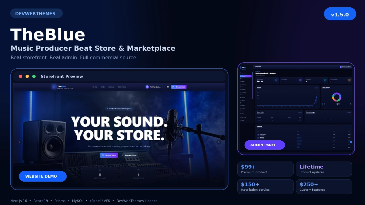 TheBlue - Beat Store & Music Producer Marketplace preview